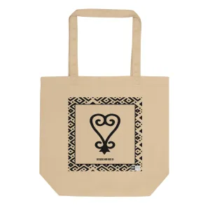 100% cotton Eco Tote Bag, featuring the Adinkra symbol for facing problems