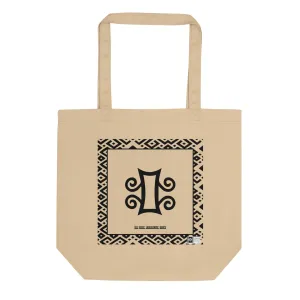 100% cotton Eco Tote Bag, featuring the Adinkra symbol for ill will
