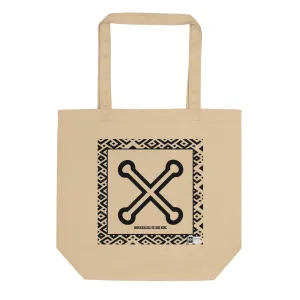 100% cotton Eco Tote Bag, featuring the Adinkra symbol for immortality