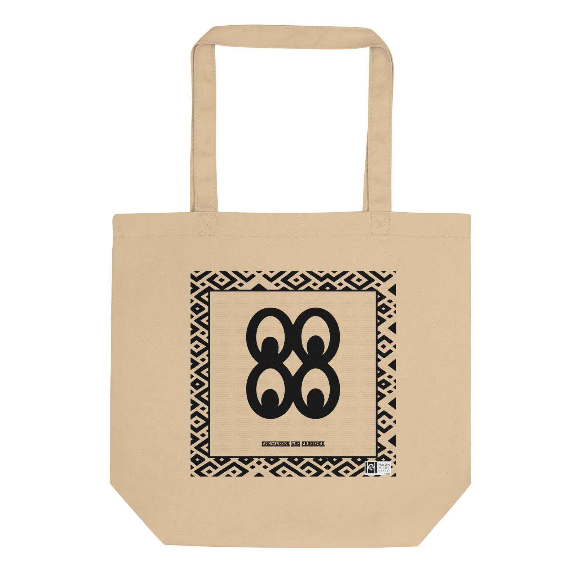 100% cotton Eco Tote Bag, featuring the Adinkra symbol for knowledge