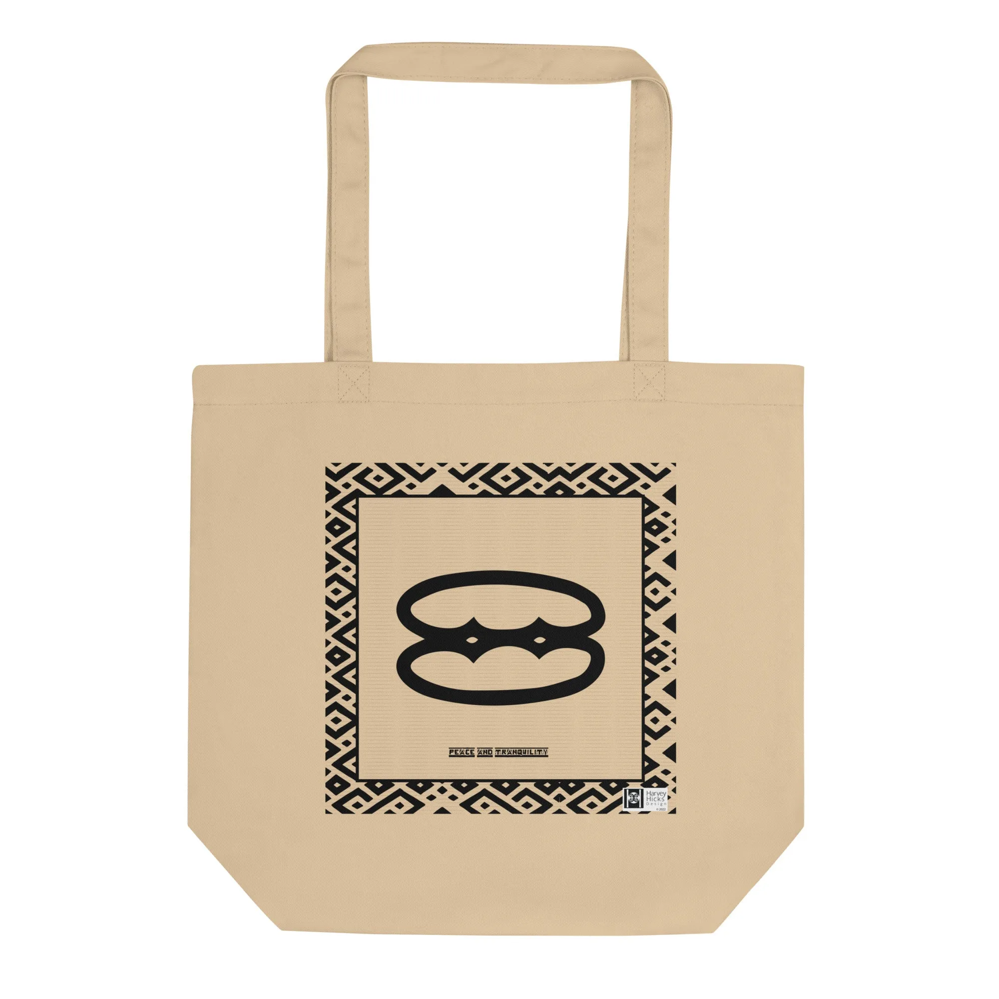 100% cotton Eco Tote Bag, featuring the Adinkra symbol for peace