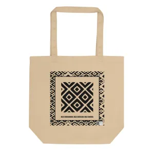 100% cotton Eco Tote Bag, featuring the Adinkra symbol for self-containment