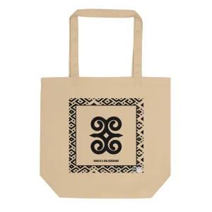 100% cotton Eco Tote Bag, featuring the Adinkra symbol for tenacity