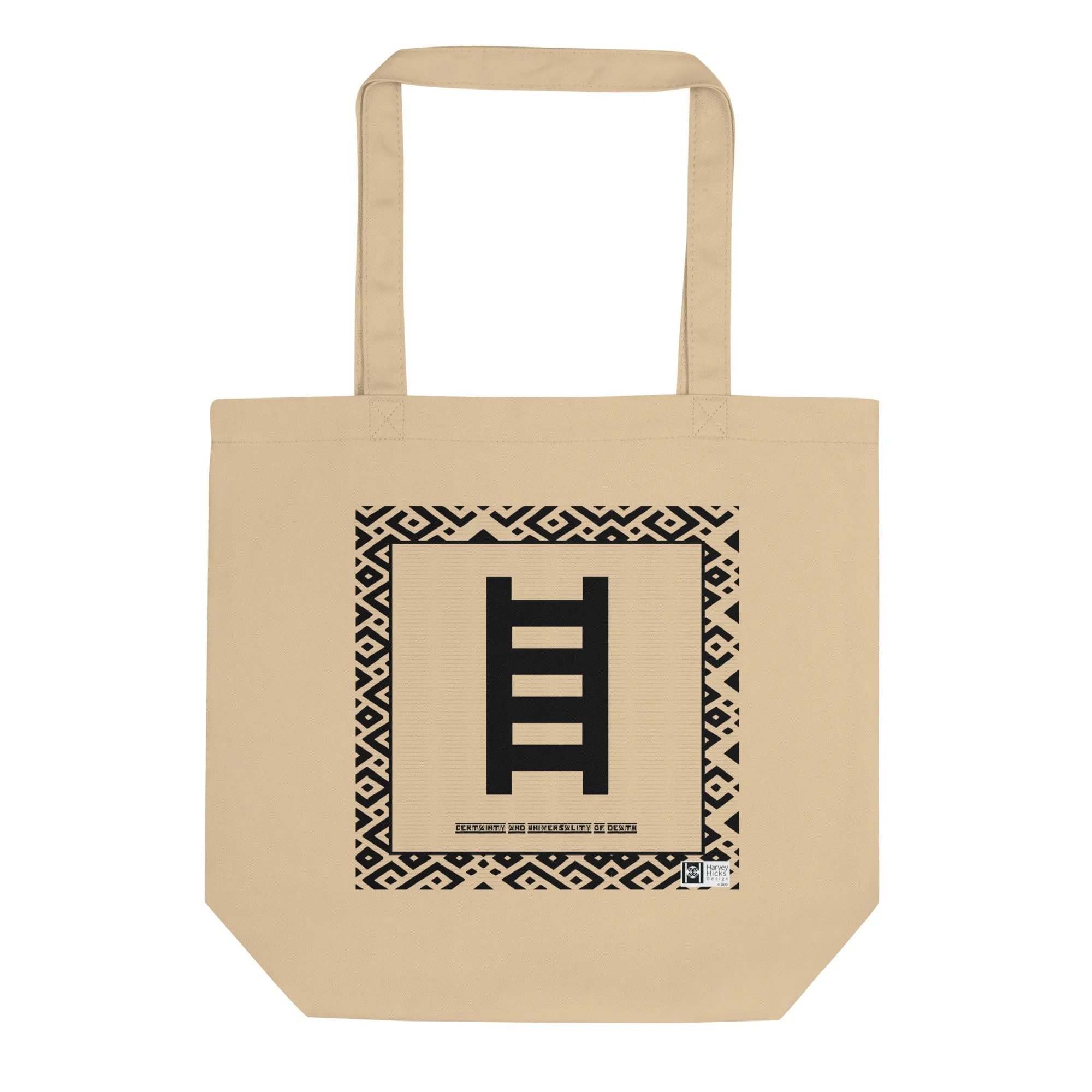 100% cotton Eco Tote Bag, featuring the Adinkra symbol for the inevitable