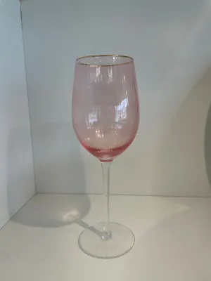11 oz peach glass with gold rim