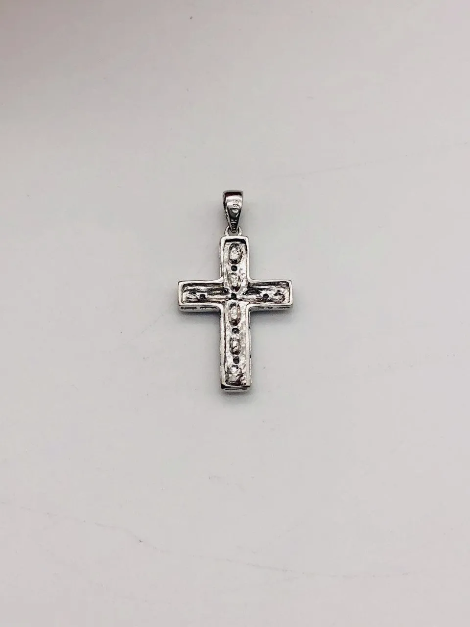 14K White Gold Diamond Cross