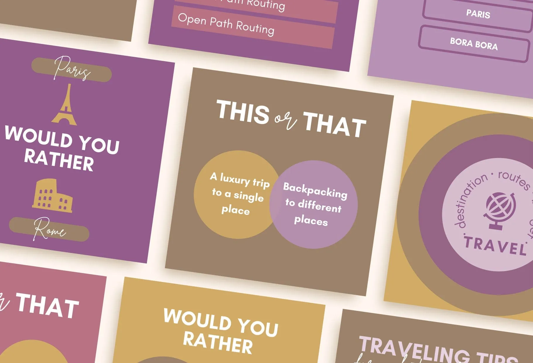 20 Travel Infographics Instagram Engagement Posts Fully Editable Canva Templates V2