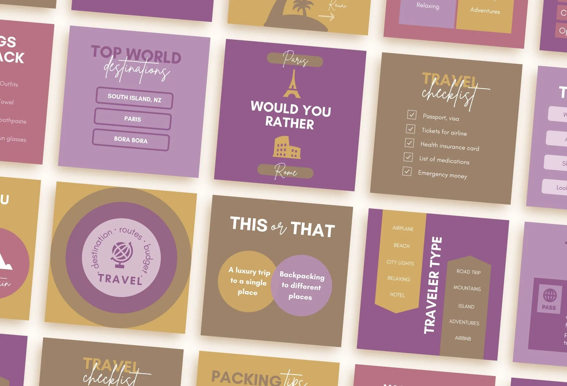 20 Travel Infographics Instagram Engagement Posts Fully Editable Canva Templates V2