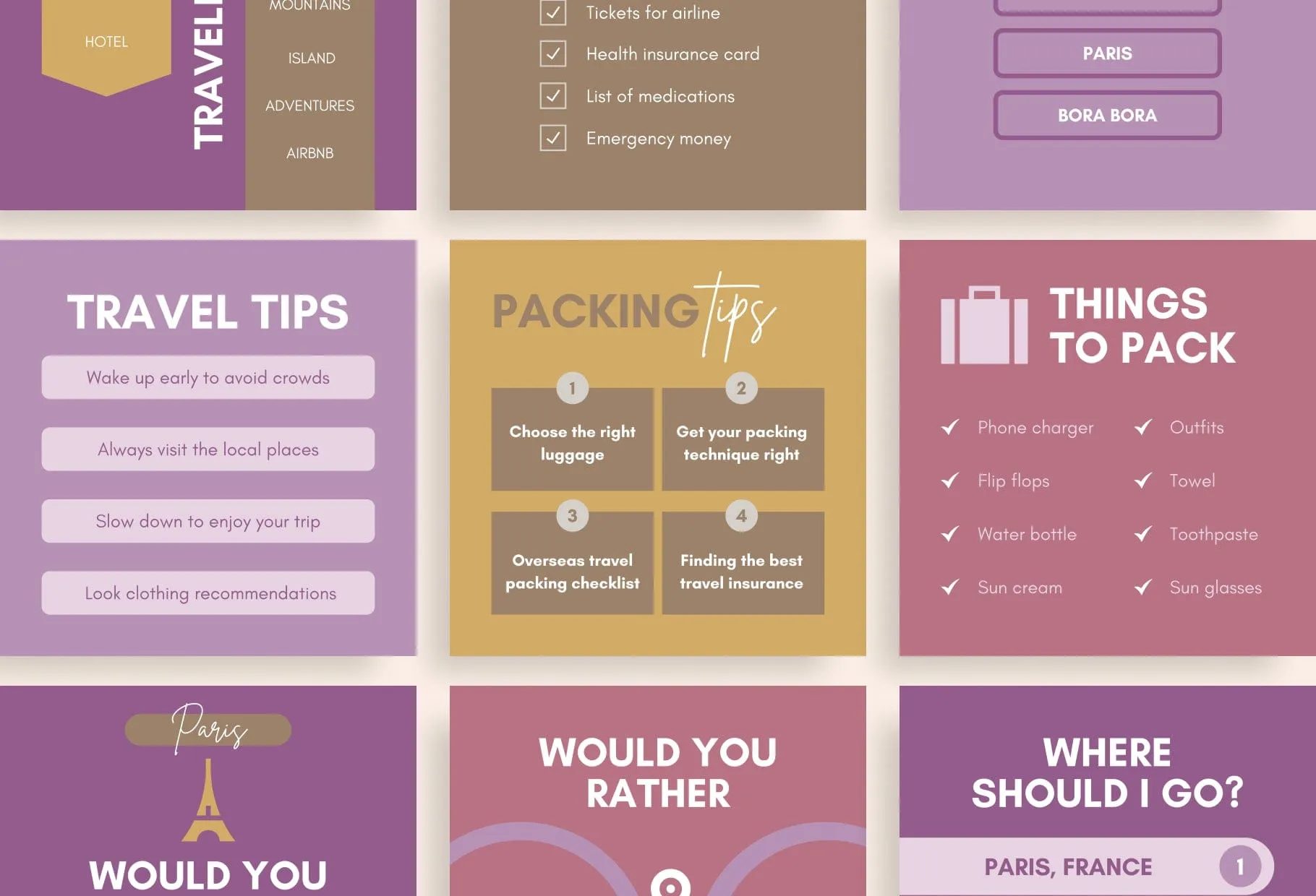 20 Travel Infographics Instagram Engagement Posts Fully Editable Canva Templates V2