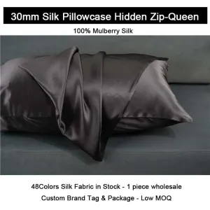 30 Momme Silk Pillowcase - Hidden zip - Queen size - custom and wholesale