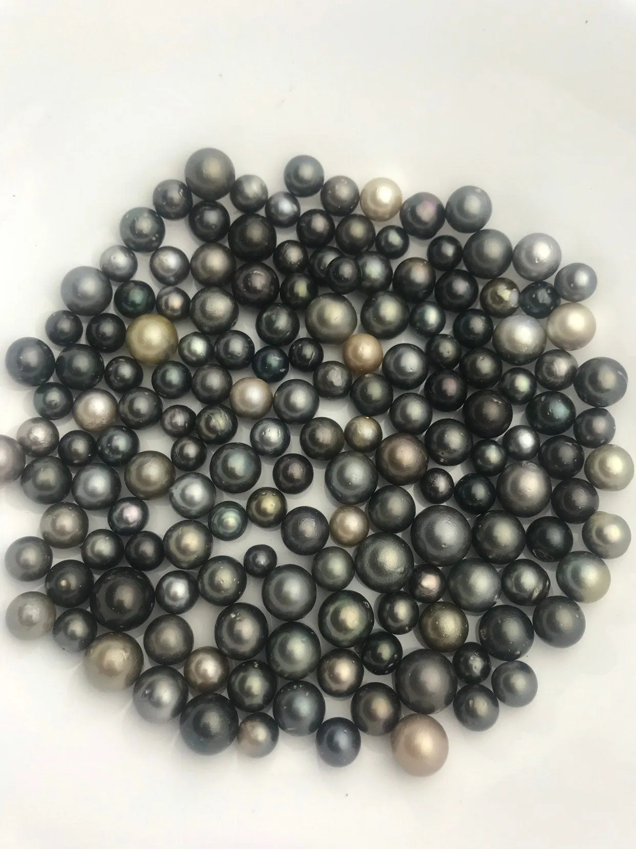 30 pcs, Round/Semi-Round/ Oval Tahitian Pearls, A ,  7mm to 11mm, Imported from Tahiti