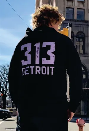 313 DETROIT ZIP UP HOODIE WITH PURPLE