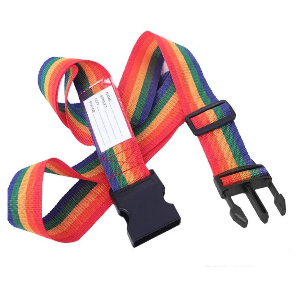 4 Pack TSA Approved Rainbow Heavy Duty Non-Slip Travel Luggage Straps