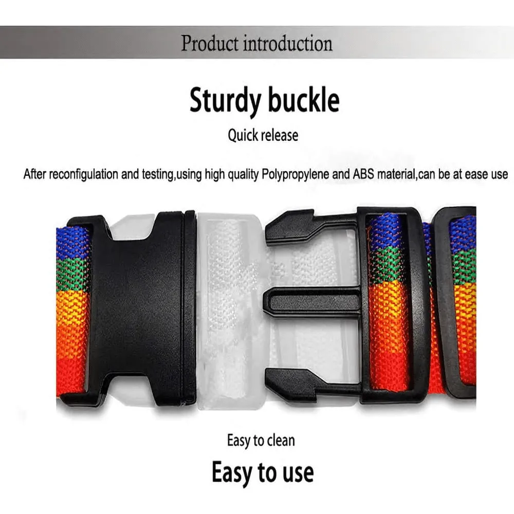 4 Pack TSA Approved Rainbow Heavy Duty Non-Slip Travel Luggage Straps