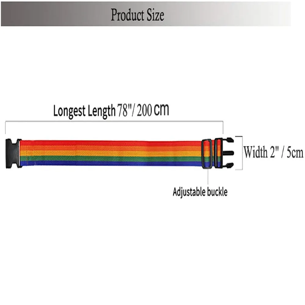 4 Pack TSA Approved Rainbow Heavy Duty Non-Slip Travel Luggage Straps