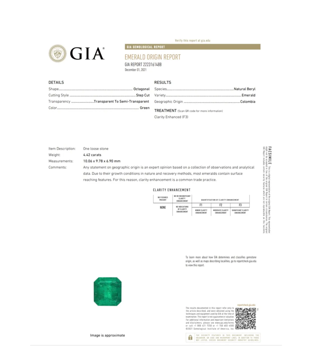 4.42ct Columbian Emerald