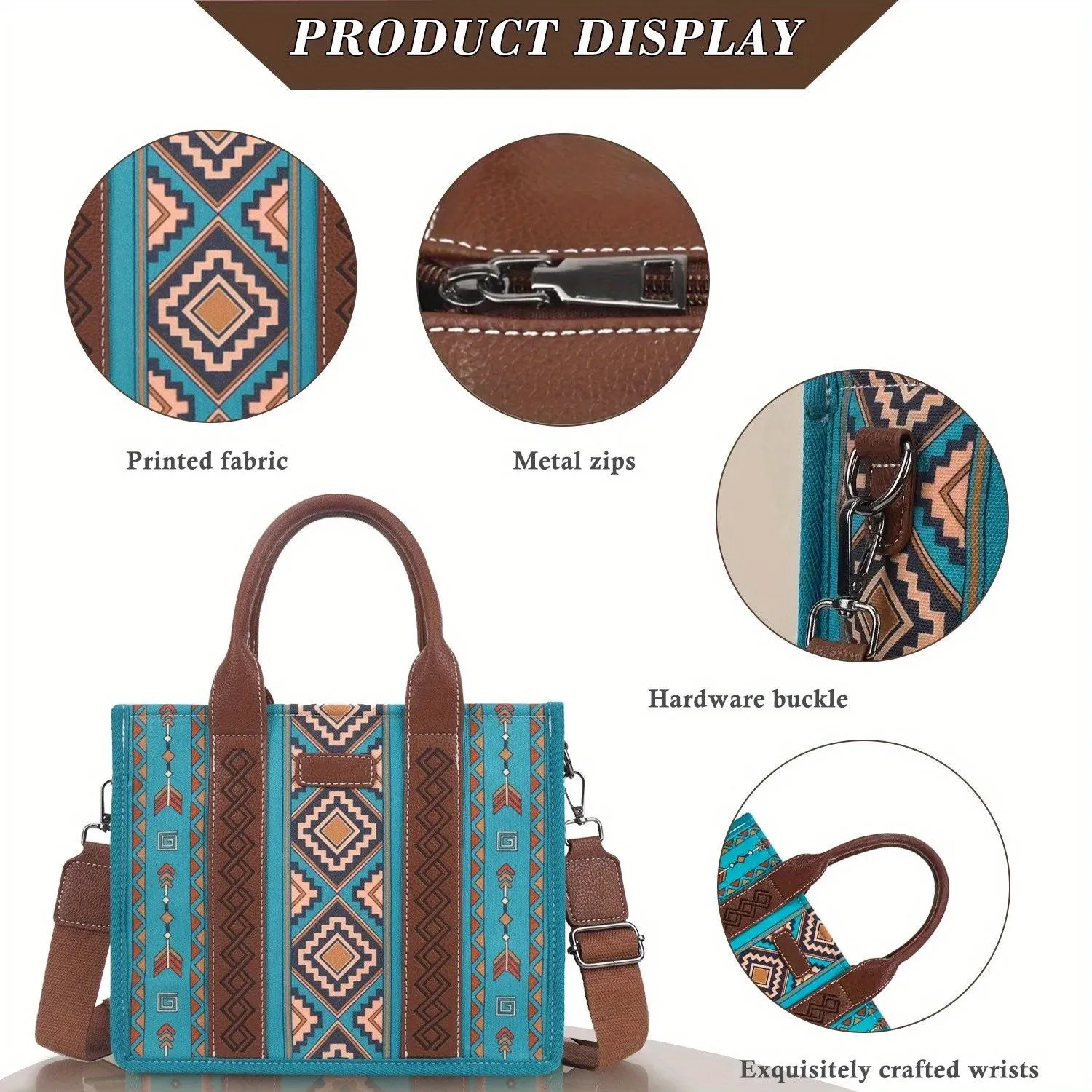 4Pcs women's purse Tote, retro work satchel lightweight, Boho chic tote everyday green