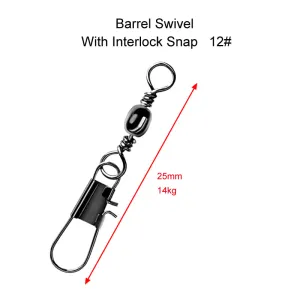 50 x Barrel Swivels InterlockSnap Size 12# Fishing Tackle