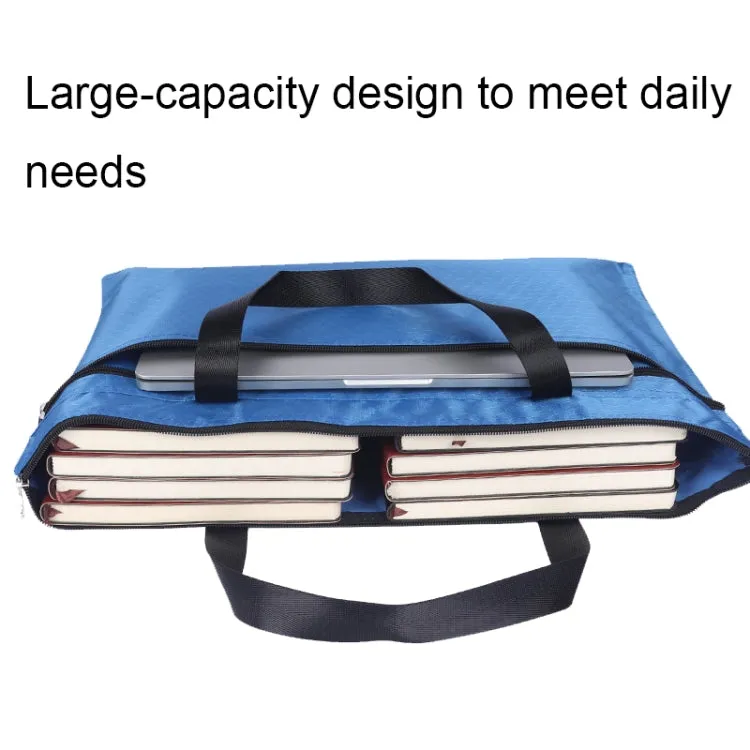 A3-8133 Large-capacity Handheld Zipper File Bag Oxford Cloth Waterproof Art Storage Bag(Ink Blue)