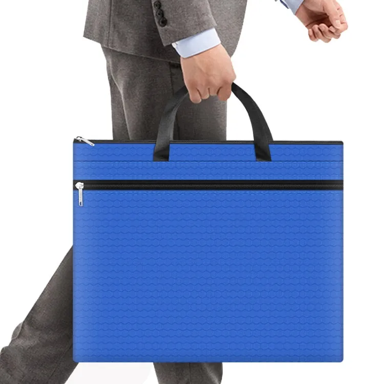 A3-8133 Large-capacity Handheld Zipper File Bag Oxford Cloth Waterproof Art Storage Bag(Ink Blue)