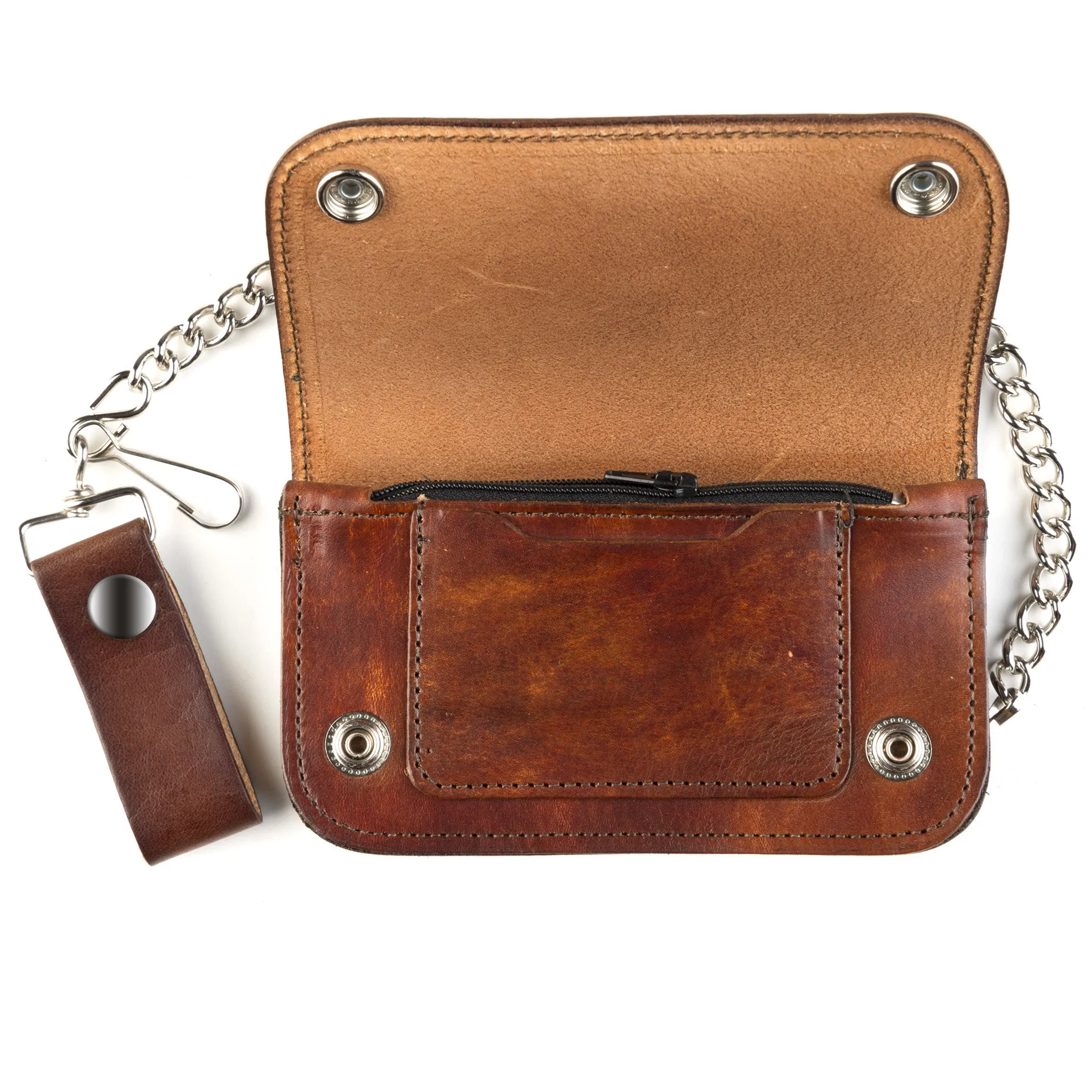 AB412-46  6" Antique Finish Biker Wallet