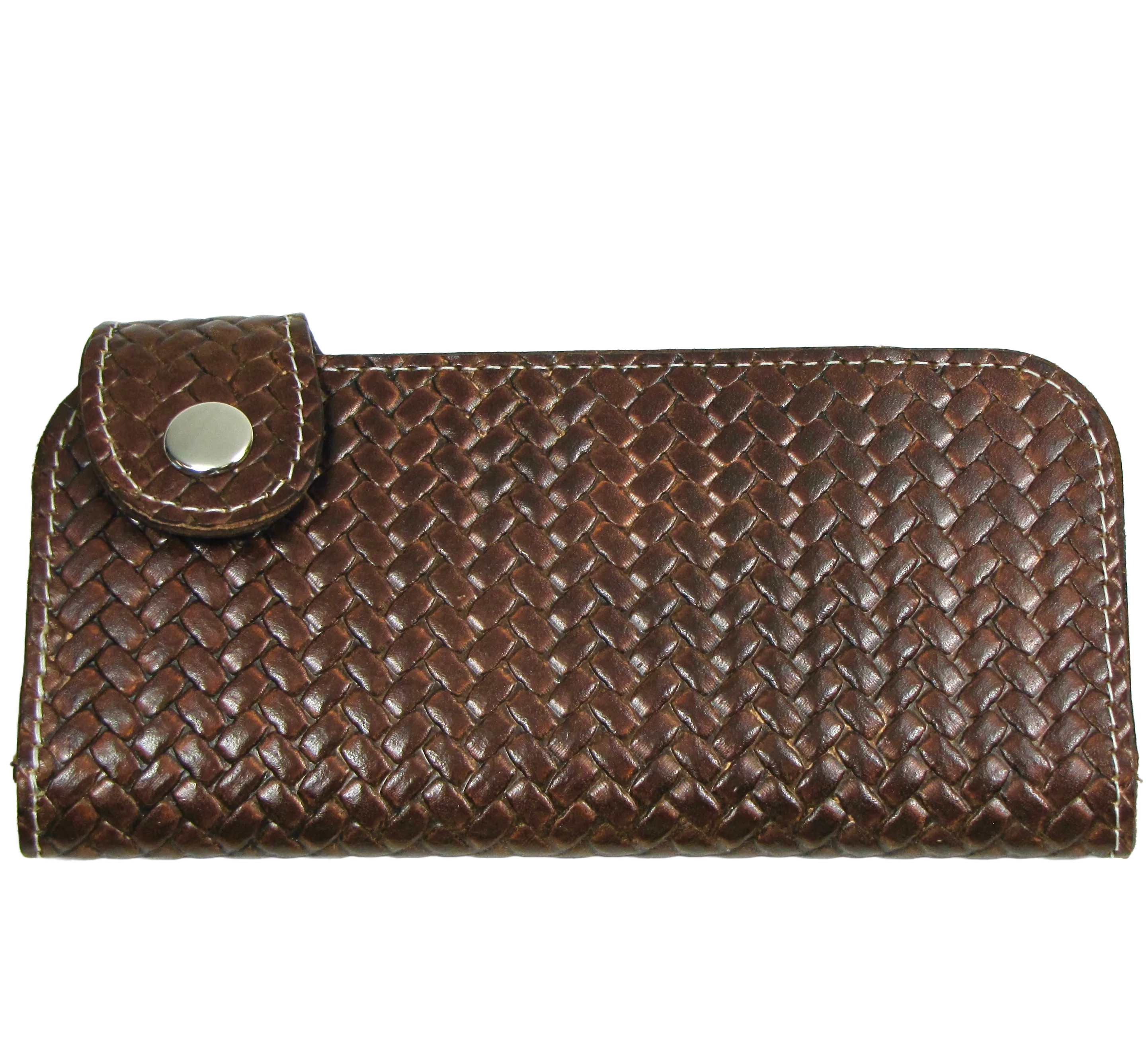 ABK475 - Side Snap Antique Finish Roper Wallet - Basket Weave