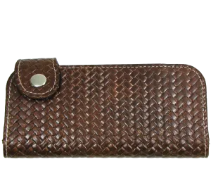 ABK475 - Side Snap Antique Finish Roper Wallet - Basket Weave