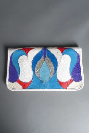 Abstract Snake Leather Envelope Clutch