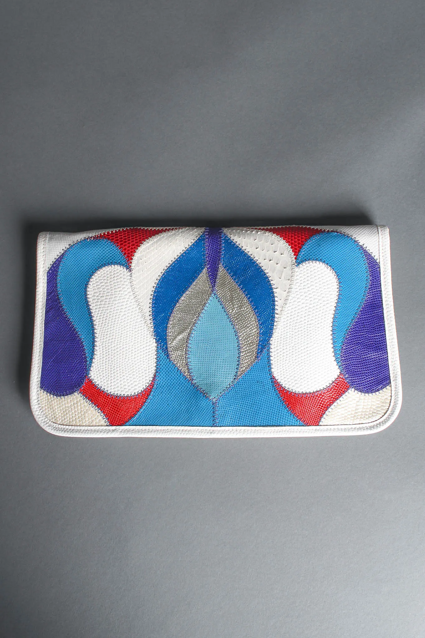 Abstract Snake Leather Envelope Clutch