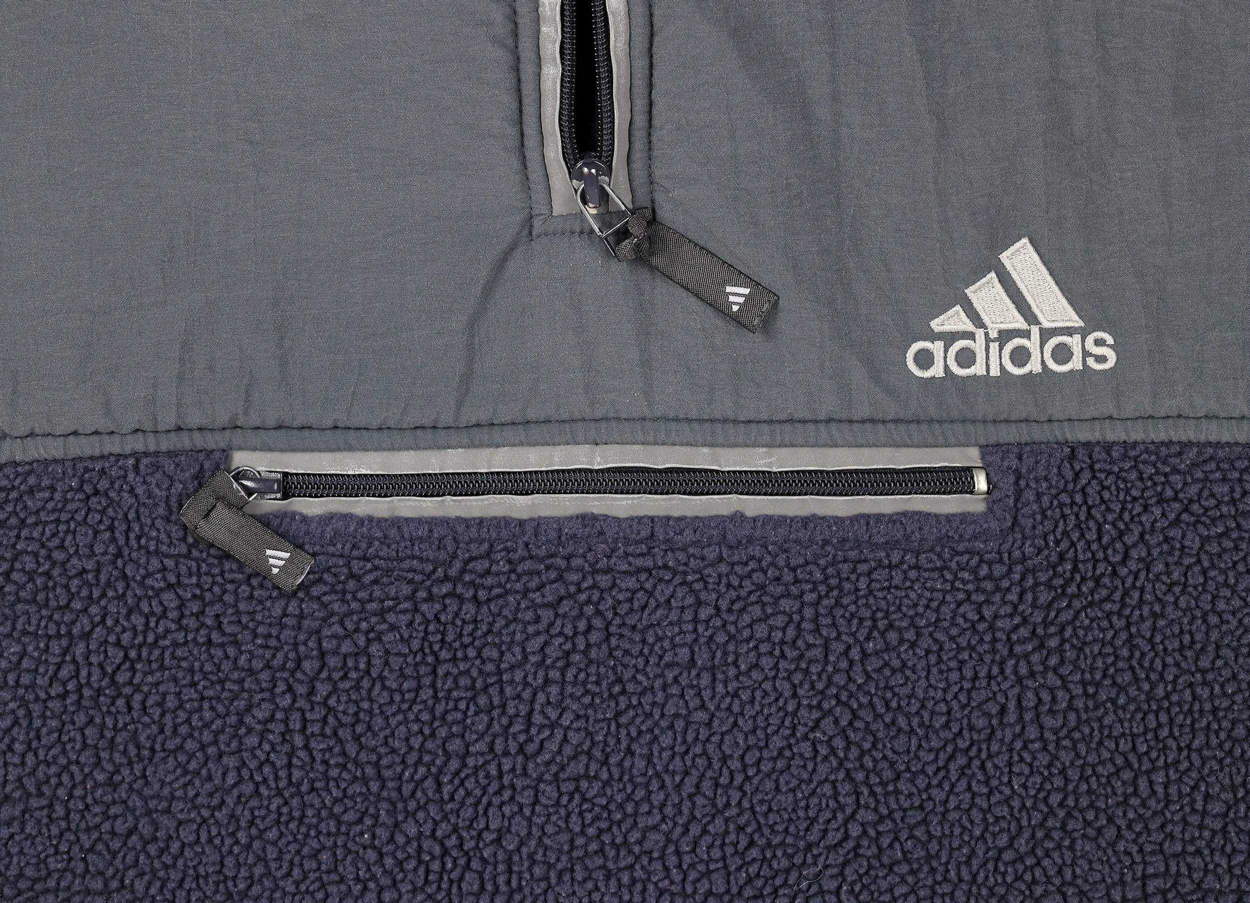 Adidas 90s 1/4 Zip Pile Fleece - Blue - L