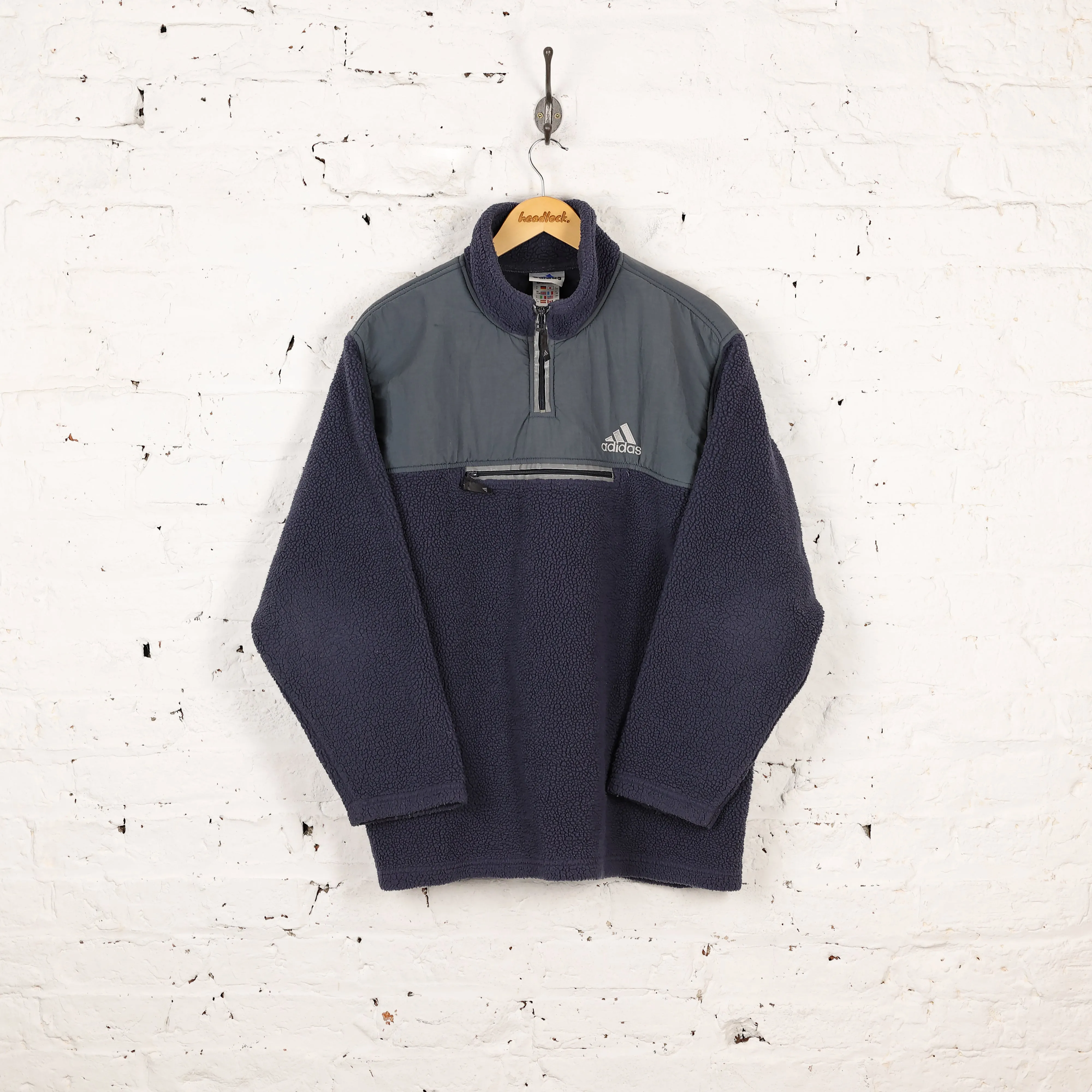 Adidas 90s 1/4 Zip Pile Fleece - Blue - L