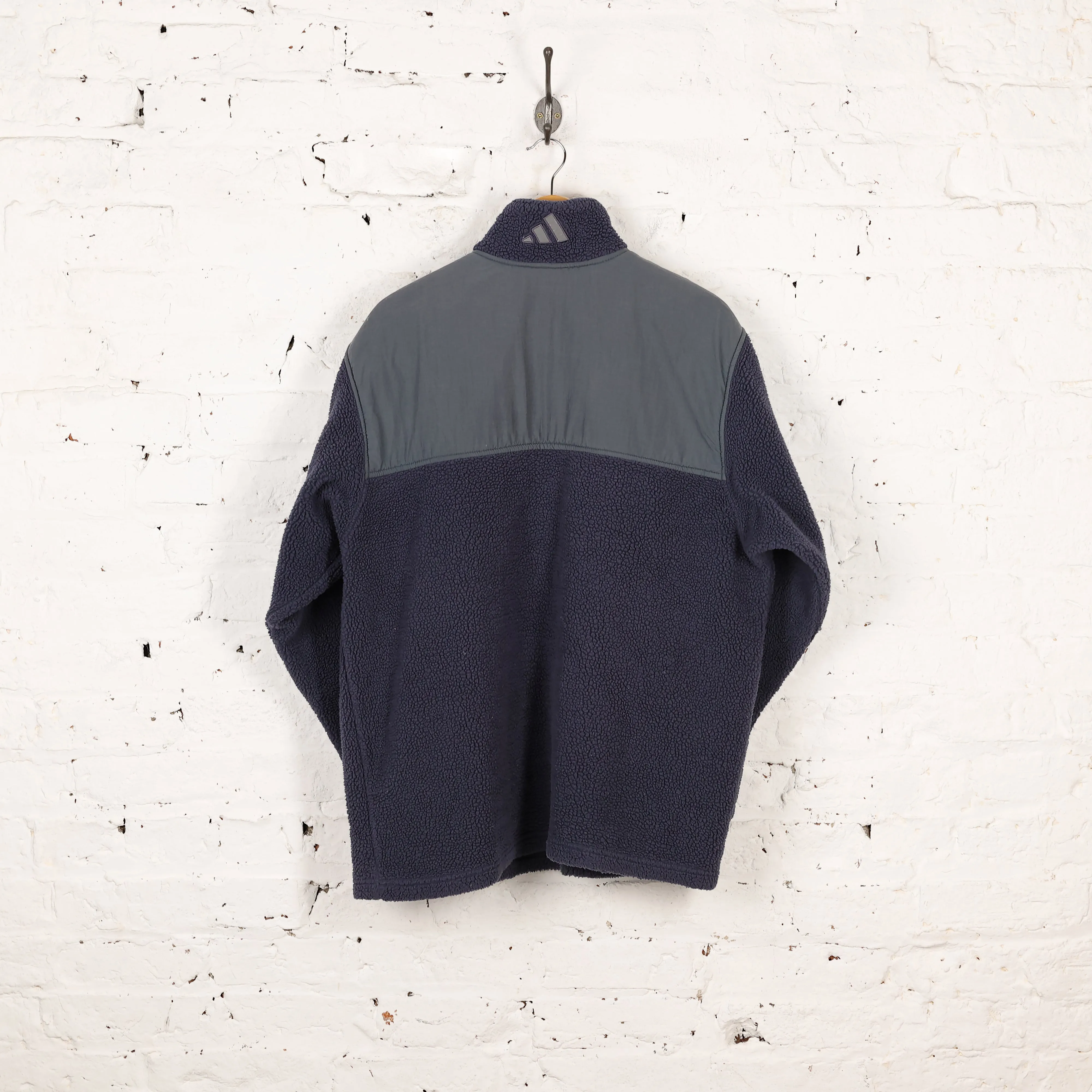 Adidas 90s 1/4 Zip Pile Fleece - Blue - L