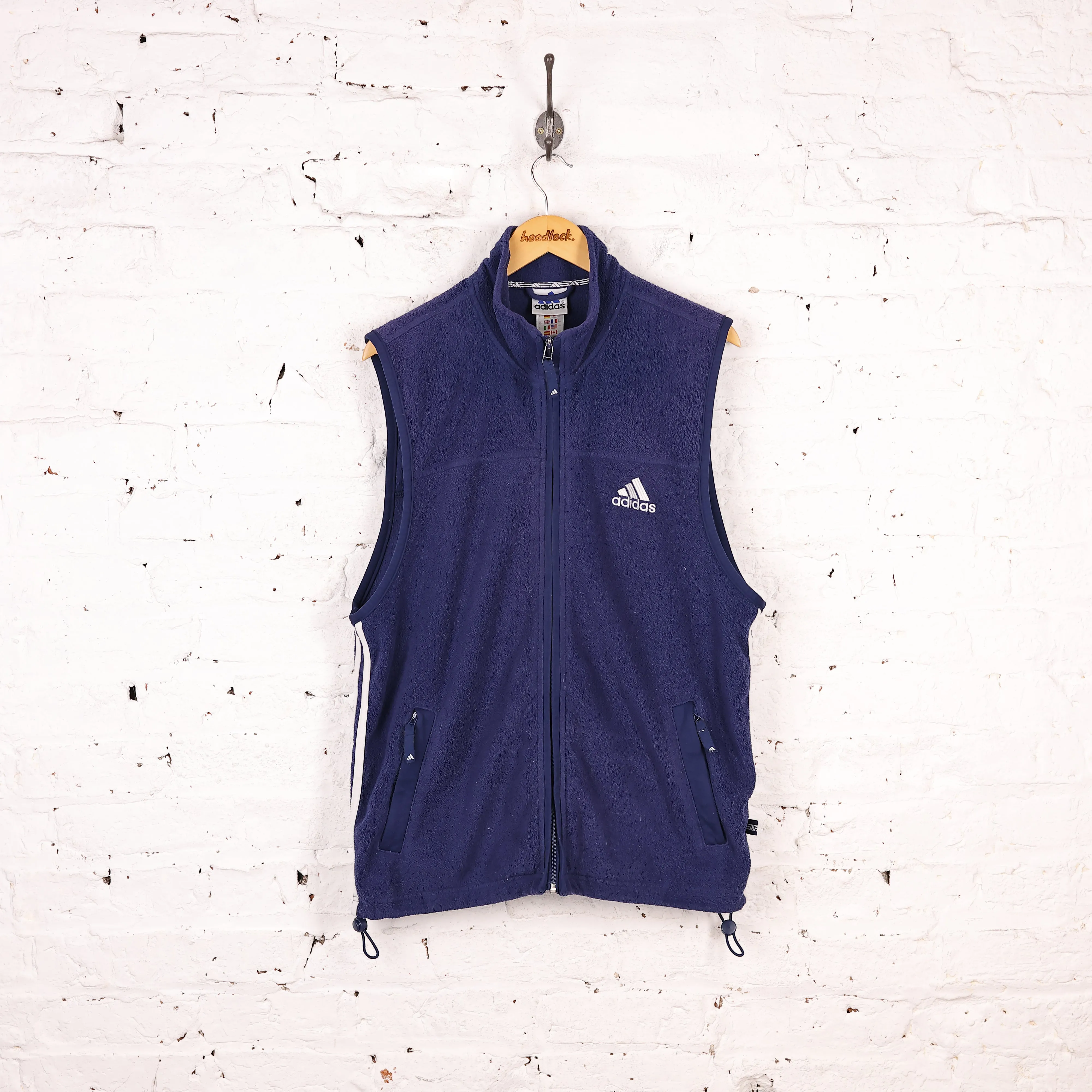 Adidas Full Zip Sleeveless Fleece - Blue -  L