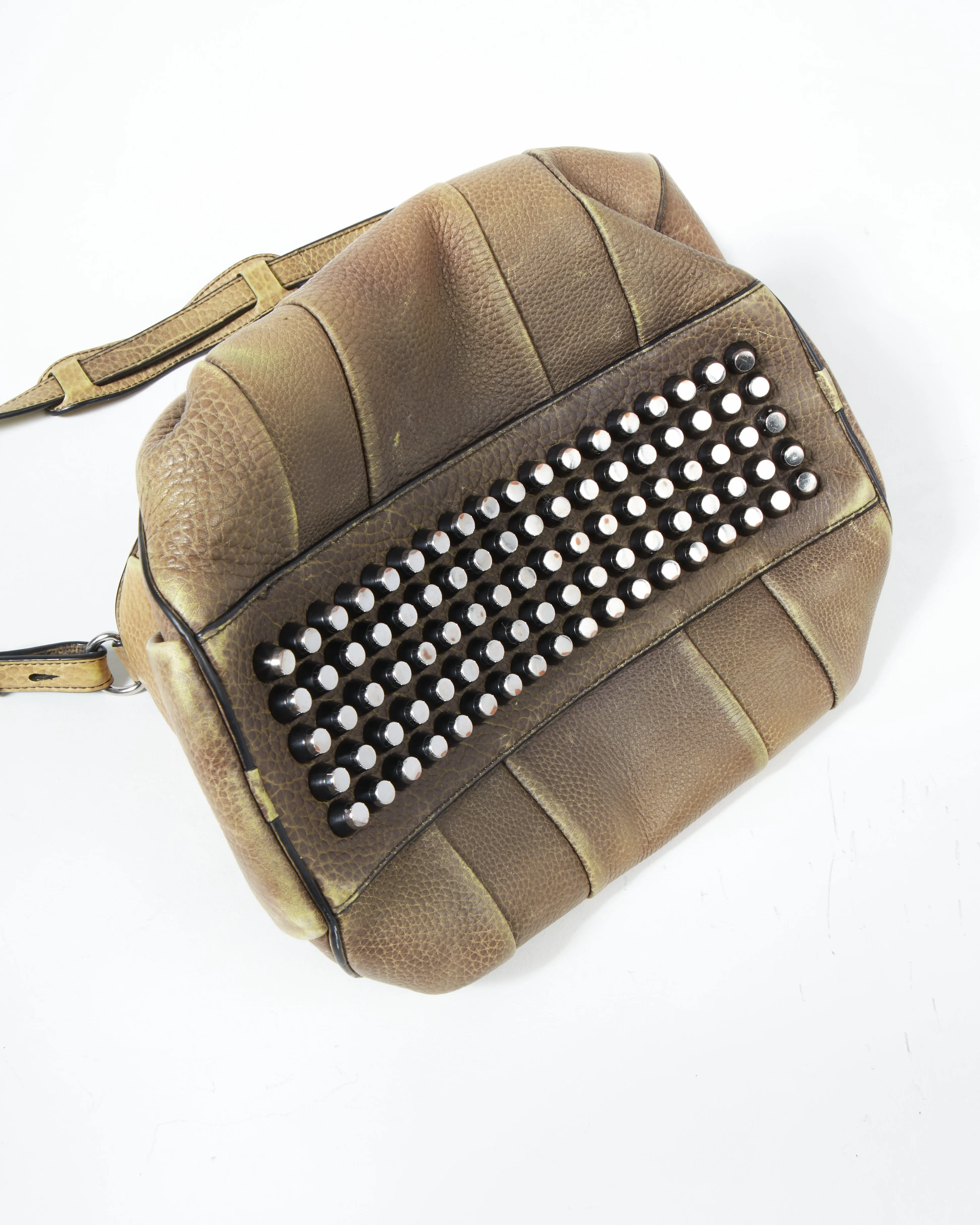 Alexander Wang Mustard Ombré Leather Studded Rocco Duffle Bag