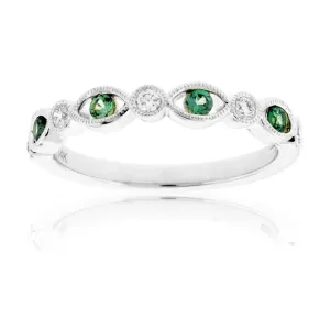 Alexandrite & Diamond Alternating Accent Band