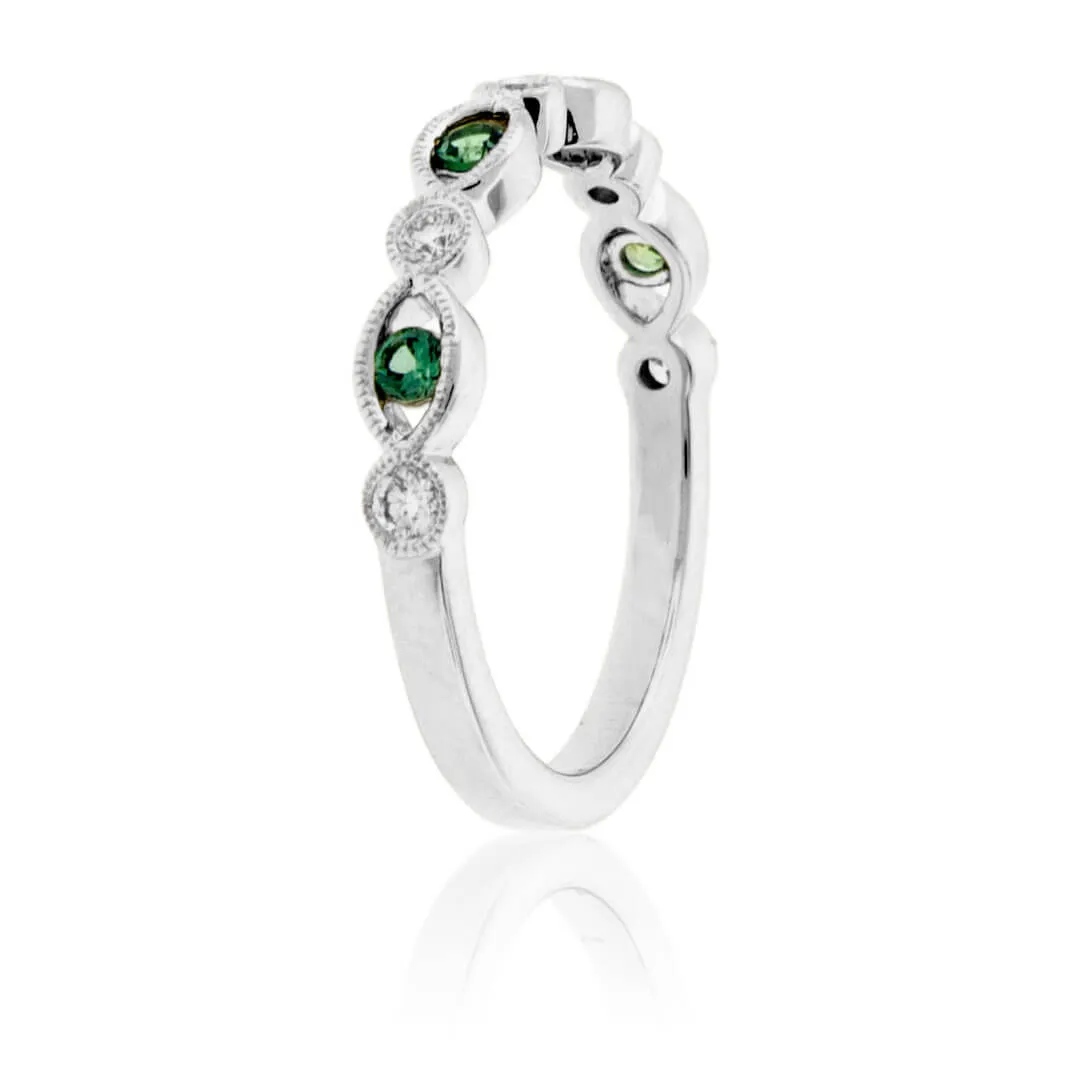 Alexandrite & Diamond Alternating Accent Band