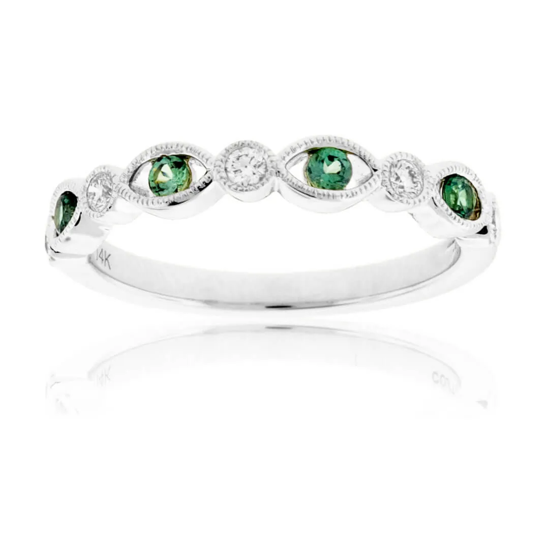 Alexandrite & Diamond Alternating Accent Band