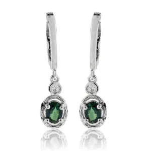 Alexandrite and Diamond Halo Dangle Earrings