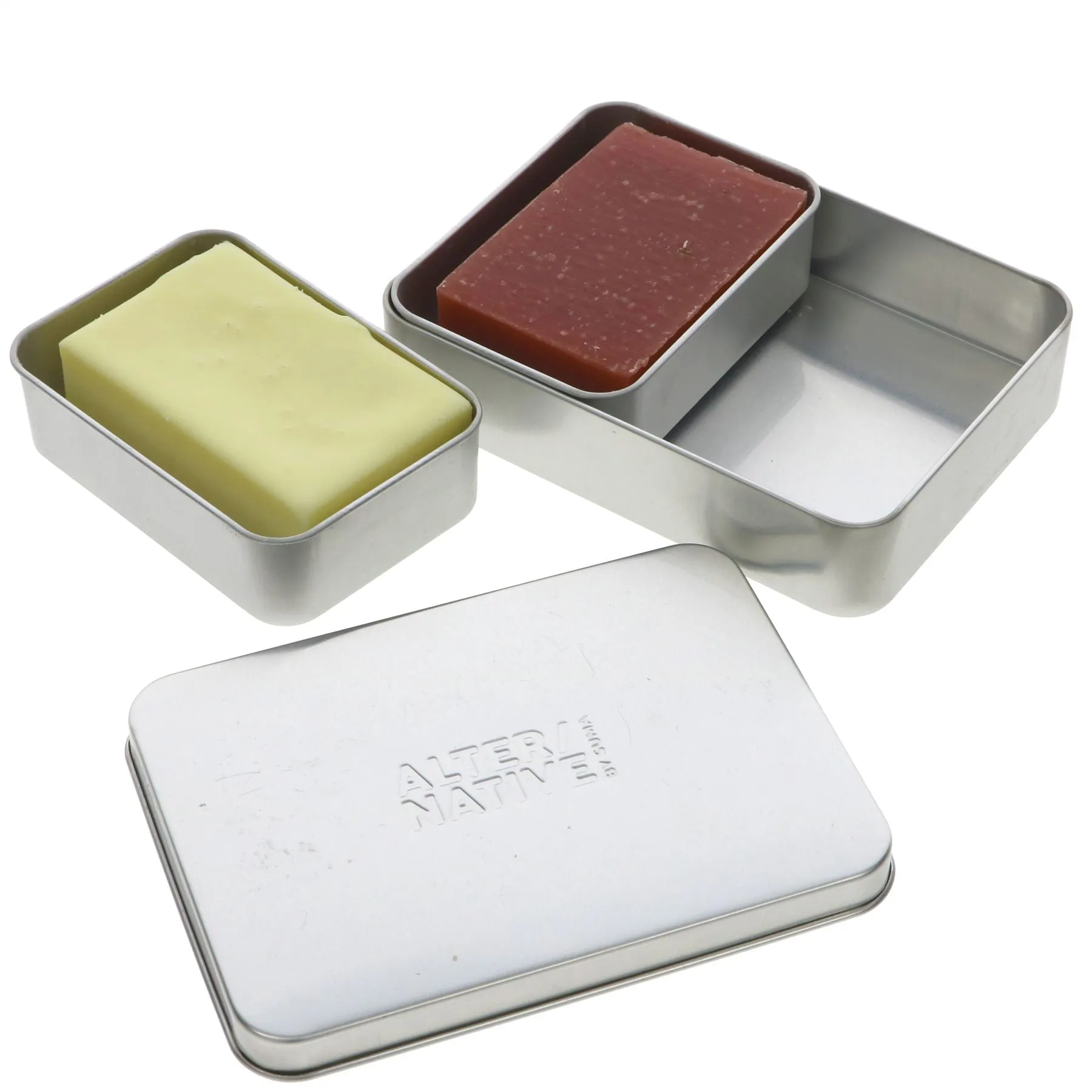 Alter/Native | Travel Soap Tin - Double Size - Al tin with 2 drainage inserts | tin