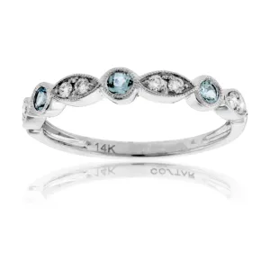 Aquamarine & Diamond Alternating Accent Band