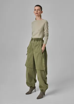 Articulated Pant in Cotton Twill - Army Green