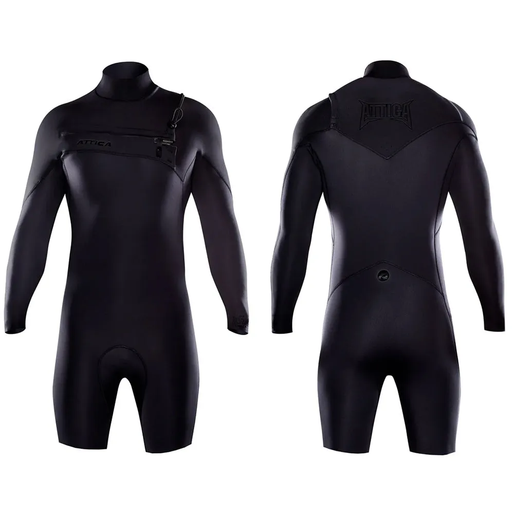 ATTICA OMEGA CHEST ZIP 2/2mm LONG ARM SPRINGSUIT ALL BLACK