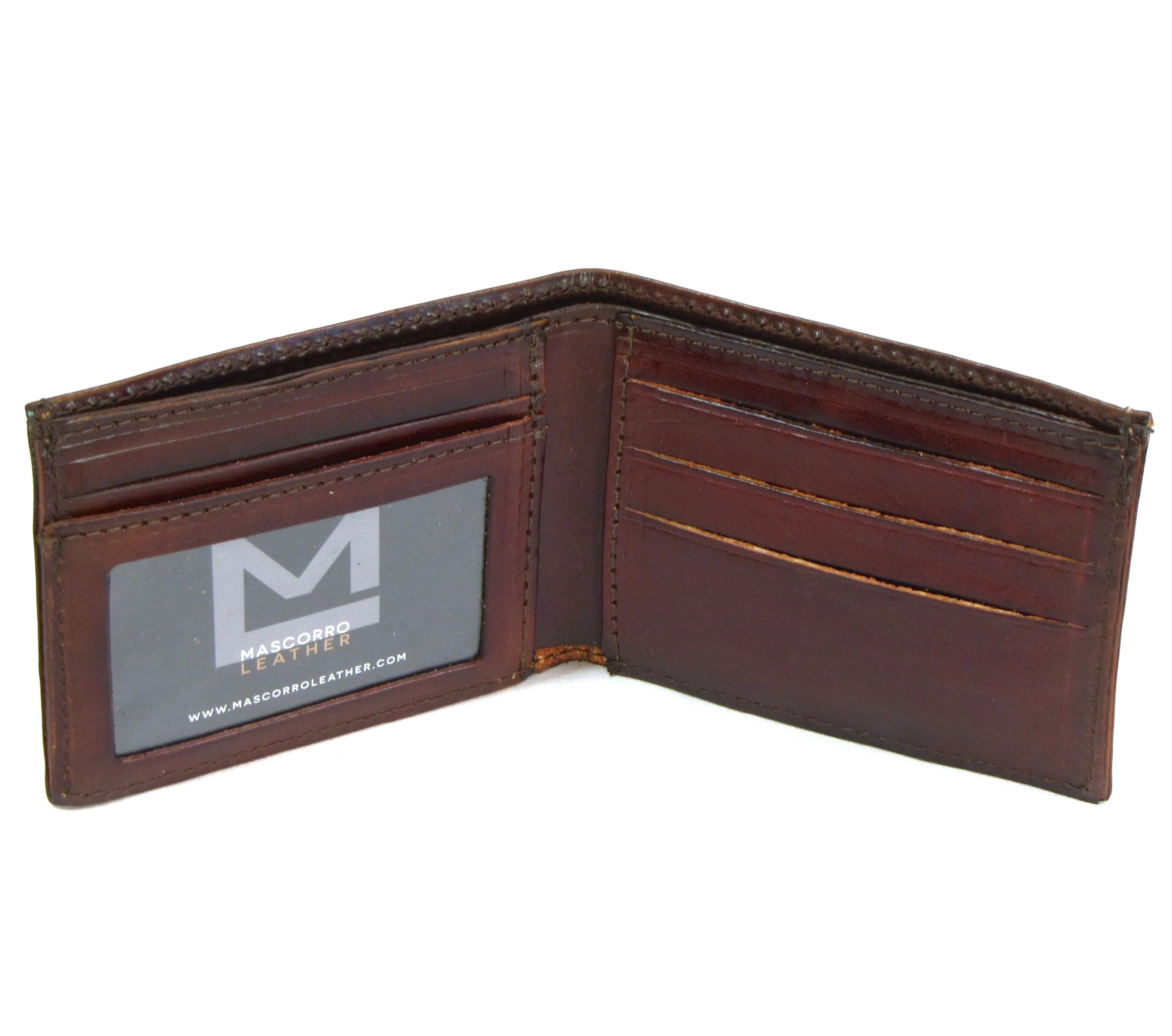 AUB330  Antique Finish Slim Billfold w/ Buffalo Nickel Concho