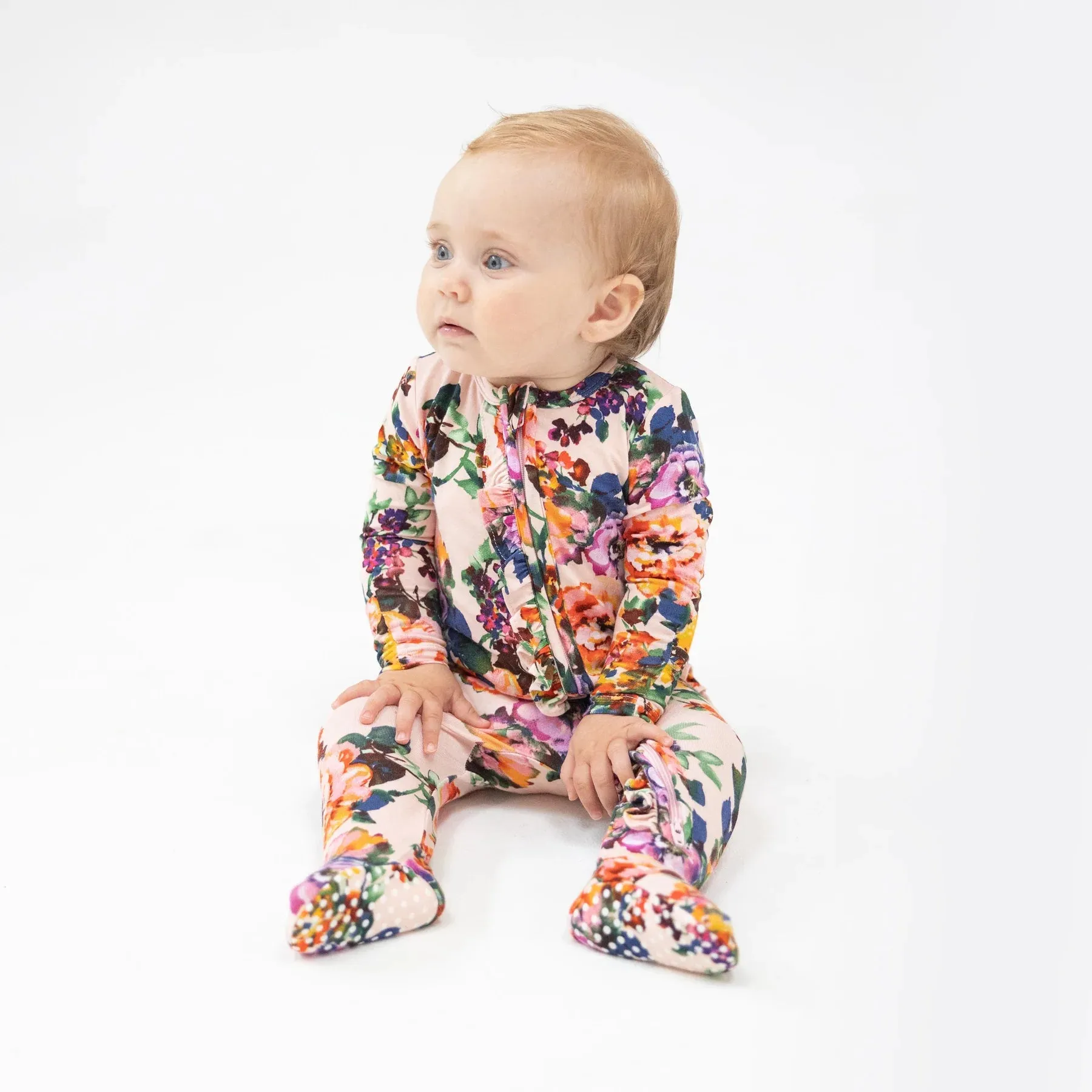Autumn Rose Two Way Ruffle Zipper Footie