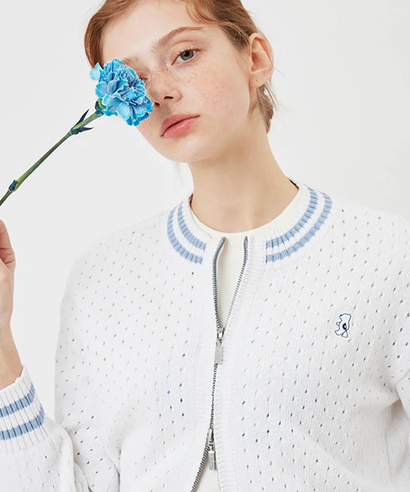 AVEN Two-Way Zip-Up Cardigan - White