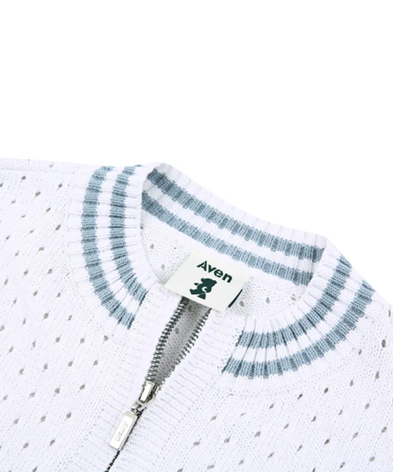 AVEN Two-Way Zip-Up Cardigan - White