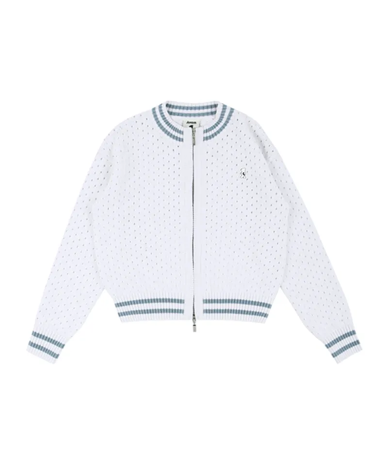 AVEN Two-Way Zip-Up Cardigan - White