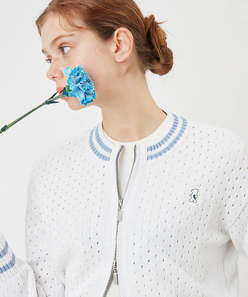 AVEN Two-Way Zip-Up Cardigan - White