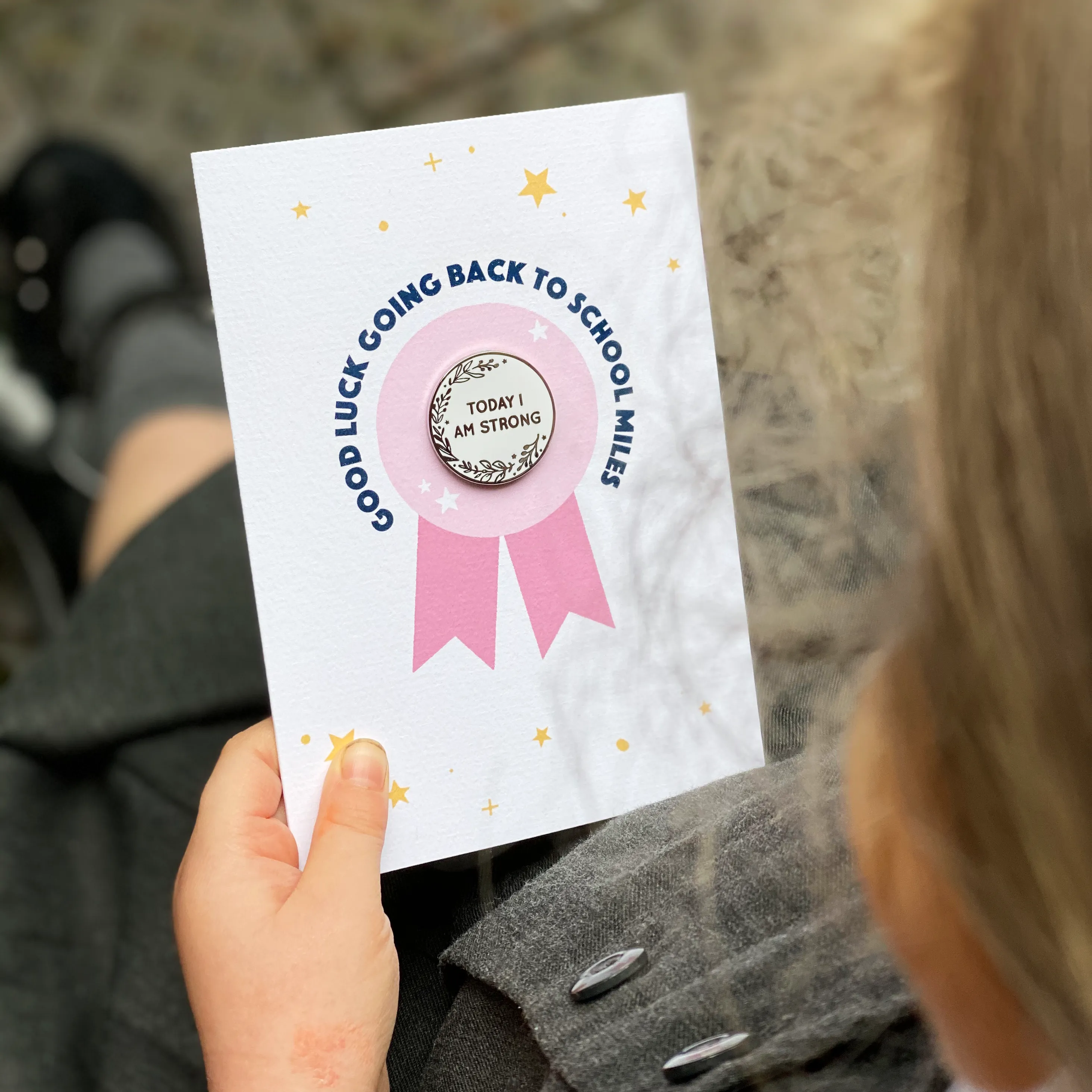 Back To School 'Today I Am' Pin Badge Card