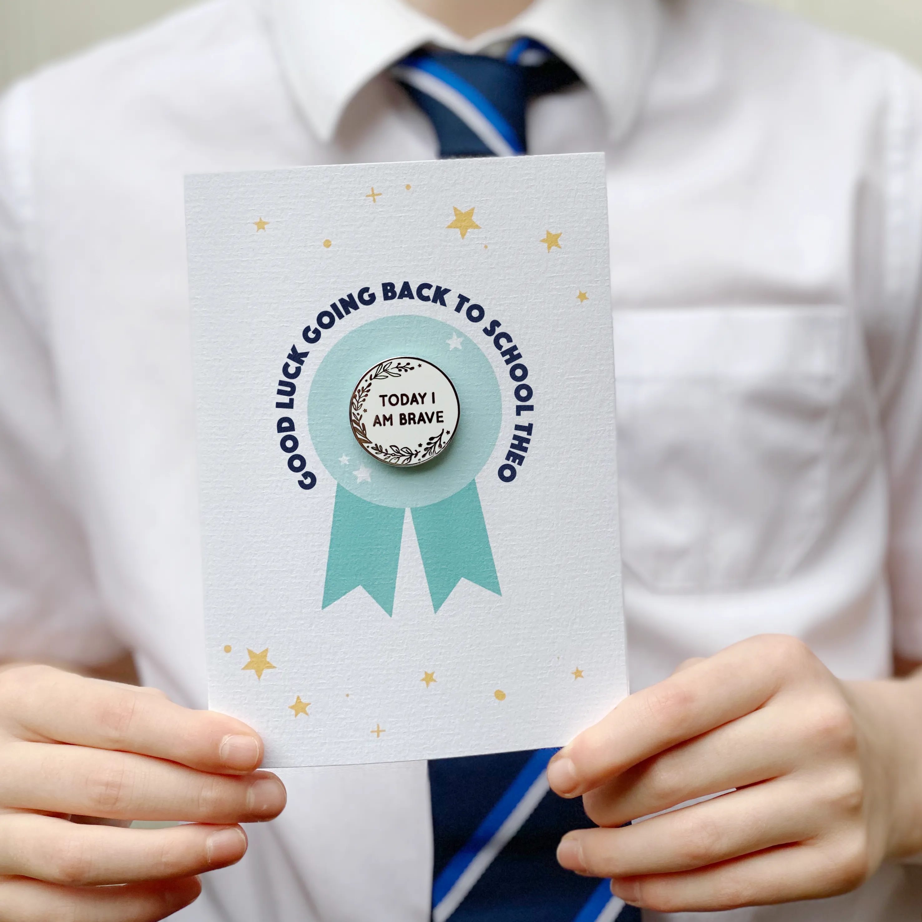 Back To School 'Today I Am' Pin Badge Card